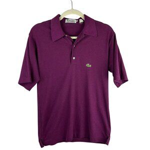 Vintage 60s Izod Lacoste Polo Shirt Men Medium Purple Short Sleeve Alligator